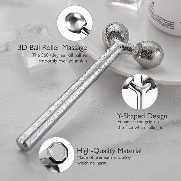 3D Metal Face Massage Tool For Reduce Puffiness (Zinc Alloy) - Image 3
