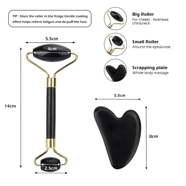 Black Roller and Gua Sha Spa Set - Image 3