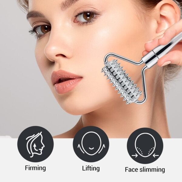 Zinc Alloy Microneedle Roller Facial Wrinkle Remover Manual Massager Micropin - Image 4