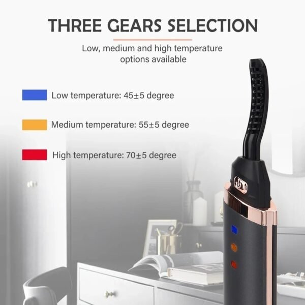 USB Rechargeable Electric Heated Eyelash Curler - Quick Heating - Image 2